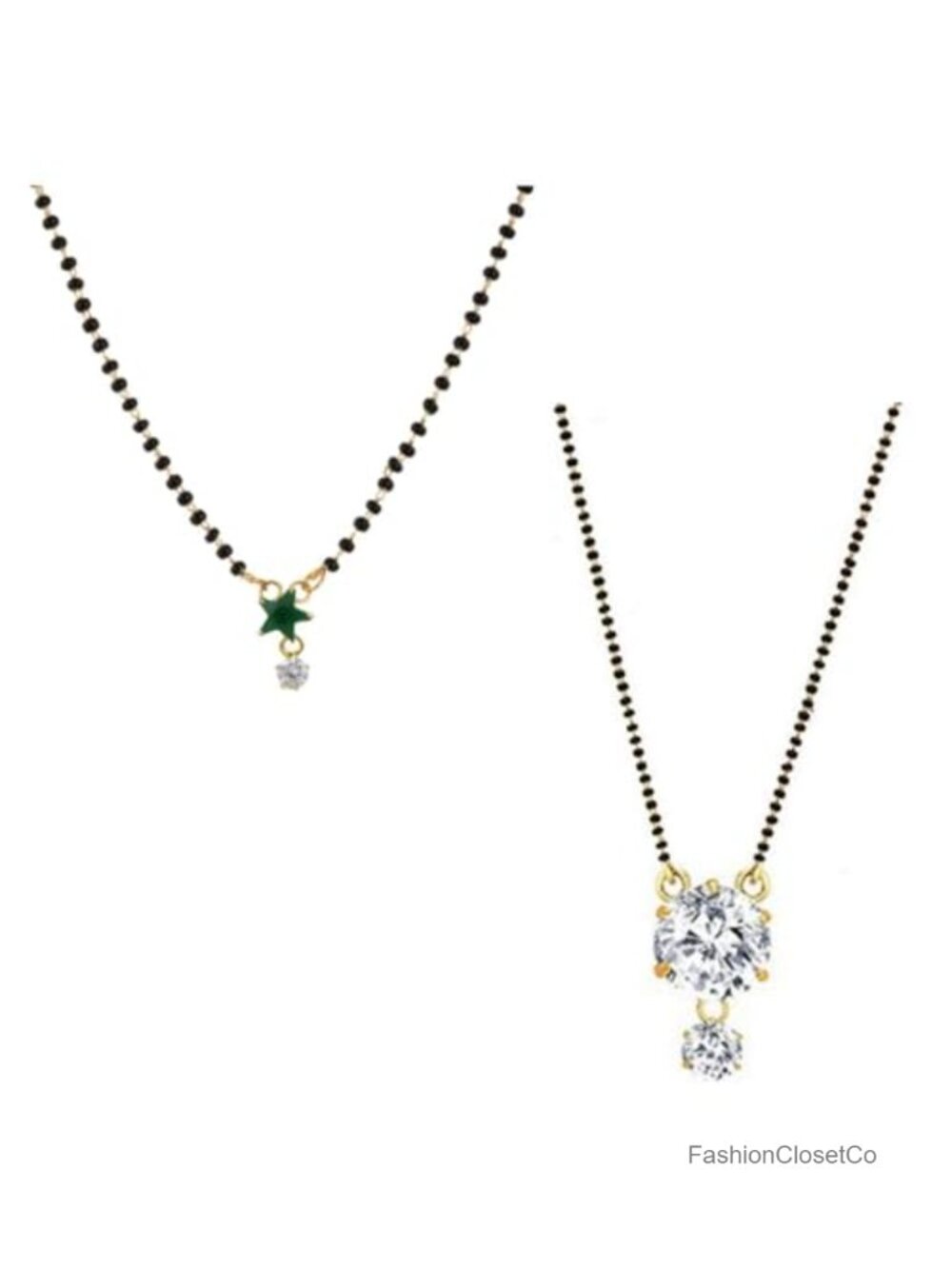 Indian Mangalsutra Necklace Set of 2 Black Beads